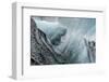 Iceland, abstract ash and blue ice formation on the Solheimajokull Glacier.-Mark Williford-Framed Photographic Print