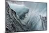 Iceland, abstract ash and blue ice formation on the Solheimajokull Glacier.-Mark Williford-Mounted Photographic Print