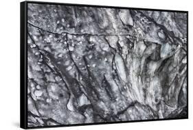Iceland, abstract ash and ice formation on the Solheimajokull Glacier.-Mark Williford-Framed Stretched Canvas