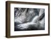 Iceland, abstract ice, ash and meltwater flume on the Solheimajokull Glacier.-Mark Williford-Framed Photographic Print