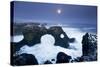 Iceland, Characteristic Cliff Overlooking the Sea, Illuminated by the Moonlight-Alessandro Carboni-Stretched Canvas