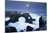 Iceland, Characteristic Cliff Overlooking the Sea, Illuminated by the Moonlight-Alessandro Carboni-Mounted Photographic Print