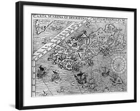 Iceland, Circa 1539, Detail from Carta Marina by Swedish Archbishop, Olaus Magnus (1490-1557)-null-Framed Giclee Print