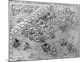 Iceland, Circa 1539, Detail from Carta Marina by Swedish Archbishop, Olaus Magnus (1490-1557)-null-Mounted Giclee Print