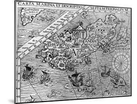 Iceland, Circa 1539, Detail from Carta Marina by Swedish Archbishop, Olaus Magnus (1490-1557)-null-Mounted Giclee Print