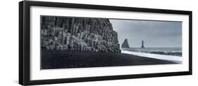 Iceland. Columnar basalt cliffs and sea stacks of Reynisfjara, Ring Road.-Judith Zimmerman-Framed Photographic Print