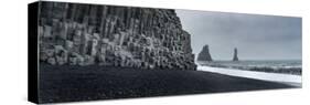 Iceland. Columnar basalt cliffs and sea stacks of Reynisfjara, Ring Road.-Judith Zimmerman-Stretched Canvas