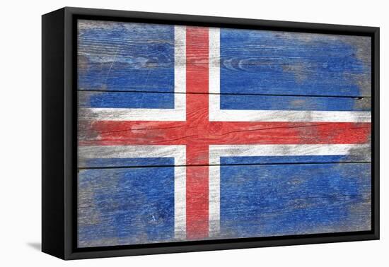 Iceland Country Flag - Barnwood Painting-Lantern Press-Framed Stretched Canvas