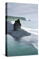 Iceland. Dyrholaey. Black Sand Beach and Sea Stack-Inger Hogstrom-Stretched Canvas