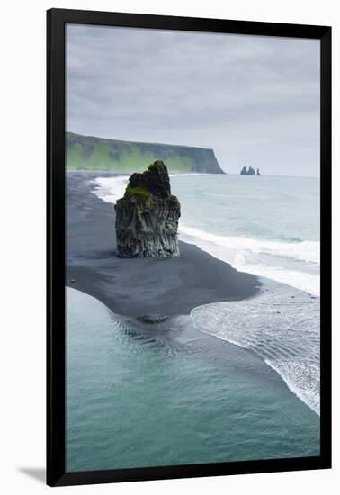 Iceland. Dyrholaey. Black Sand Beach and Sea Stack-Inger Hogstrom-Framed Photographic Print