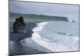 Iceland. Dyrholaey. Black Sand Beach and Sea Stack-Inger Hogstrom-Mounted Photographic Print