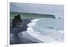 Iceland. Dyrholaey. Black Sand Beach and Sea Stack-Inger Hogstrom-Framed Premium Photographic Print