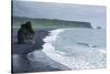 Iceland. Dyrholaey. Black Sand Beach and Sea Stack-Inger Hogstrom-Stretched Canvas