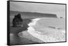 Iceland. Dyrholaey. Black Sand Beach and Sea Stack-Inger Hogstrom-Framed Stretched Canvas