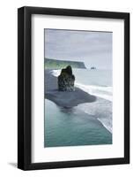 Iceland. Dyrholaey. Black Sand Beach and Sea Stack-Inger Hogstrom-Framed Photographic Print