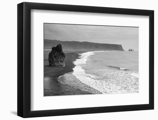 Iceland. Dyrholaey. Black Sand Beach and Sea Stack-Inger Hogstrom-Framed Photographic Print