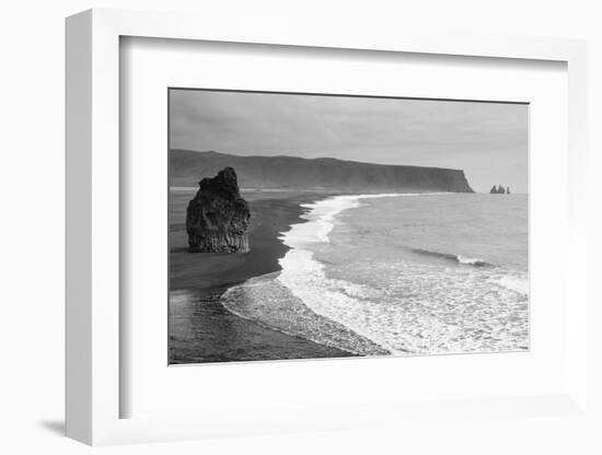 Iceland. Dyrholaey. Black Sand Beach and Sea Stack-Inger Hogstrom-Framed Photographic Print