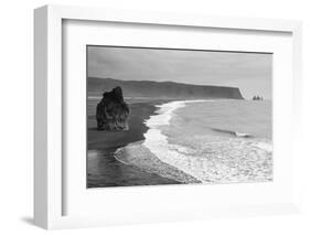 Iceland. Dyrholaey. Black Sand Beach and Sea Stack-Inger Hogstrom-Framed Photographic Print