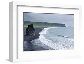 Iceland. Dyrholaey. Black Sand Beach and Sea Stack-Inger Hogstrom-Framed Photographic Print