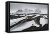 Iceland, East Iceland, Austurland , Black and White Dunes on Beach after Blizzard-Salvo Orlando-Framed Stretched Canvas