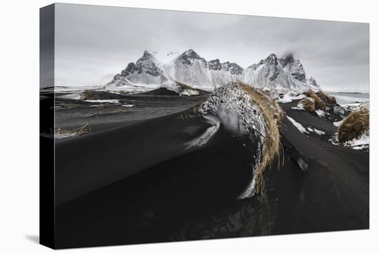 Iceland, East Iceland, Austurland , Black and White Dunes on Stokksens Beach after Blizzard-Salvo Orlando-Stretched Canvas