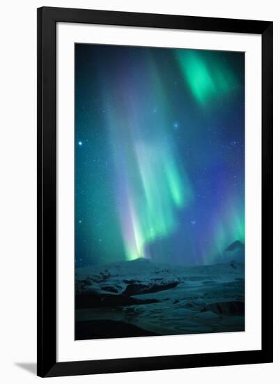 Iceland, Fjallsarlon. the Northern Lights Appearing in the Sky at Fjallsarlon-Katie Garrod-Framed Photographic Print