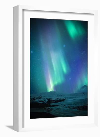 Iceland, Fjallsarlon. the Northern Lights Appearing in the Sky at Fjallsarlon-Katie Garrod-Framed Photographic Print