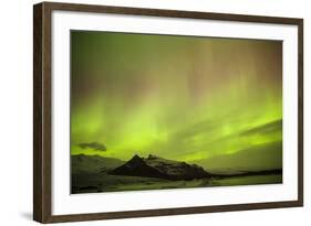 Iceland, Fjallsarlon. the Northern Lights Appearing in the Sky at Fjallsarlonll.-Katie Garrod-Framed Photographic Print