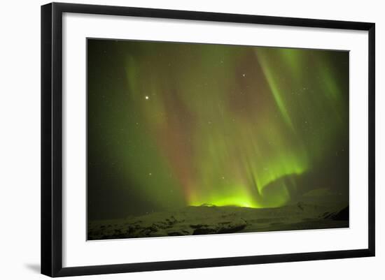 Iceland, Fjallsarlon. the Northern Lights Appearing in the Sky at Fjallsarlonll.-Katie Garrod-Framed Photographic Print