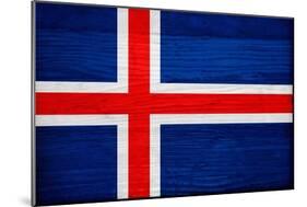 Iceland Flag Design with Wood Patterning - Flags of the World Series-Philippe Hugonnard-Mounted Art Print