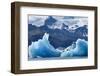 Iceland, floating glaciers form blue ice sculptures in Jokulsarlon, glacier lagoon.-Mark Williford-Framed Photographic Print