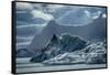 Iceland, floating glaciers in Jokulsarlon, glacier lagoon with mountain echo.-Mark Williford-Framed Stretched Canvas