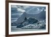 Iceland, floating glaciers in Jokulsarlon, glacier lagoon with mountain echo.-Mark Williford-Framed Photographic Print