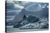 Iceland, floating glaciers in Jokulsarlon, glacier lagoon with mountain echo.-Mark Williford-Stretched Canvas