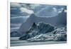 Iceland, floating glaciers in Jokulsarlon, glacier lagoon with mountain echo.-Mark Williford-Framed Photographic Print