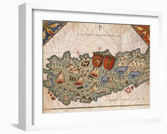 Iceland, from Nautical Atlas, Plate, 16th Century-null-Framed Giclee Print