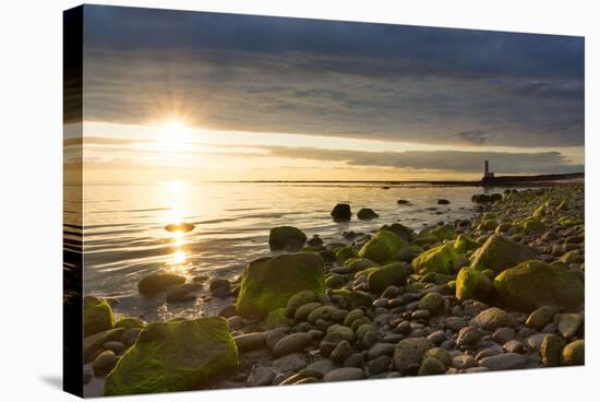 Iceland, Gardskagi, Lighthouse, Sunset-Catharina Lux-Stretched Canvas