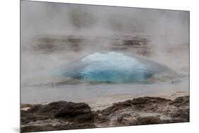 Iceland, Golden Circle, Strokkur Geyser. The Strokkur Geyser erupts with much steam.-Ellen Goff-Mounted Photographic Print