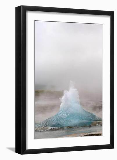 Iceland, Golden Circle, Strokkur Geyser. The Strokkur Geyser erupts with much steam.-Ellen Goff-Framed Photographic Print