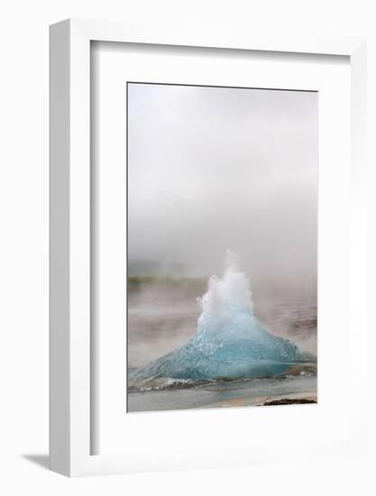 Iceland, Golden Circle, Strokkur Geyser. The Strokkur Geyser erupts with much steam.-Ellen Goff-Framed Photographic Print