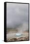 Iceland, Golden Circle. The Strokkur Geyser erupts with much steam.-Ellen Goff-Framed Stretched Canvas