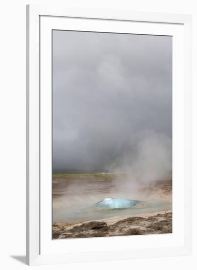 Iceland, Golden Circle. The Strokkur Geyser erupts with much steam.-Ellen Goff-Framed Premium Photographic Print