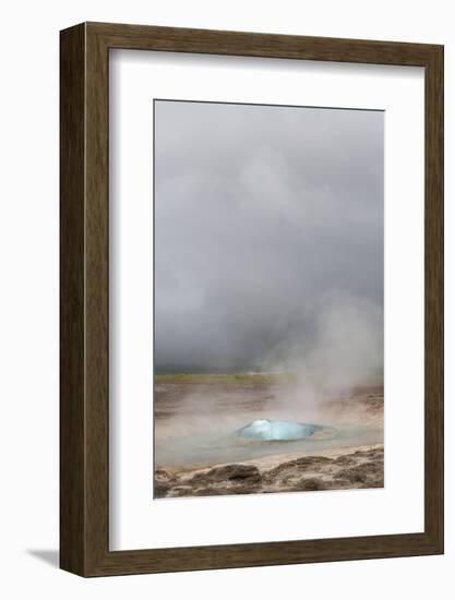 Iceland, Golden Circle. The Strokkur Geyser erupts with much steam.-Ellen Goff-Framed Photographic Print