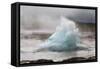 Iceland, Golden Circle. The Strokkur Geyser erupts with much steam.-Ellen Goff-Framed Stretched Canvas