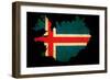 Iceland Grunge Map Outline with Flag-Veneratio-Framed Art Print