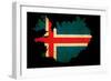 Iceland Grunge Map Outline with Flag-Veneratio-Framed Art Print