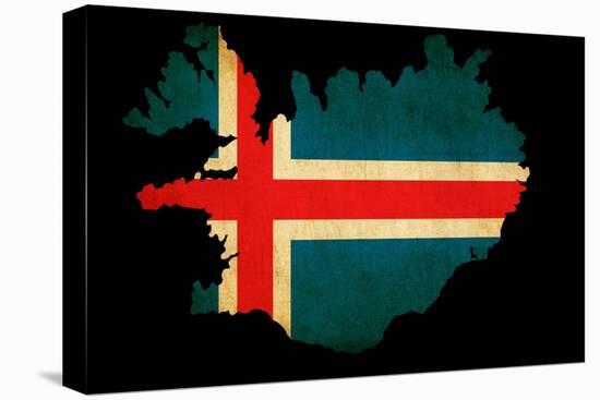 Iceland Grunge Map Outline with Flag-Veneratio-Stretched Canvas