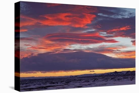 Iceland, Iceland, North-East, Ring Road, Red Sky About the Burfellshraun-Bernd Rommelt-Stretched Canvas