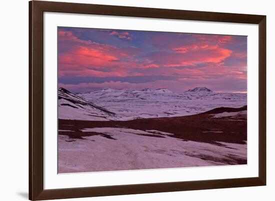 Iceland, Iceland, North-East, Ring Road, Region of Myvatn, Morning Mood in the Hildarfjall and the -Bernd Rommelt-Framed Photographic Print