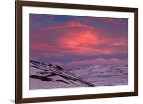 Iceland, Iceland, North-East, Ring Road, Region of Myvatn, Morning Mood in the Hildarfjall and the -Bernd Rommelt-Framed Photographic Print